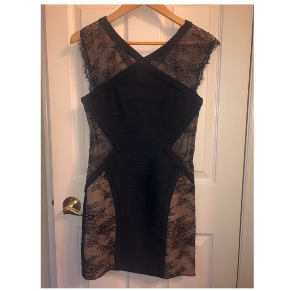 BCBG bandage dress. Navy blue/nude underlay. - Picture 1 of 4